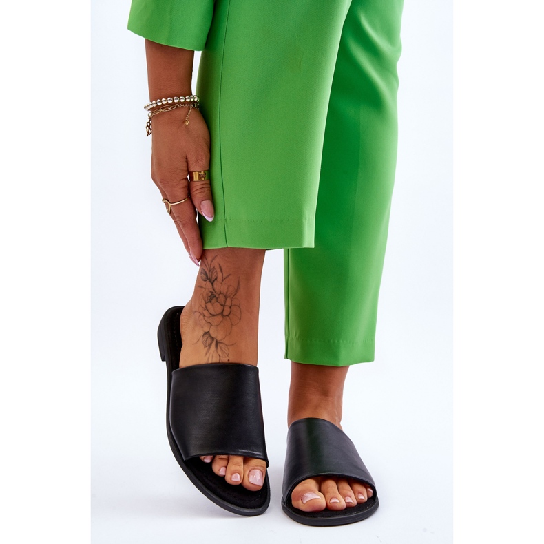 Naisten nahkaiset sileät tossut, musta Cerise 1