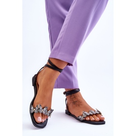 Naisten sandaalit koristeellisilla perhosilla, musta Jeane 2