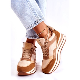 PS1 Naisten mokkanahkaiset urheilukengät Ruskea-beige Elise 1