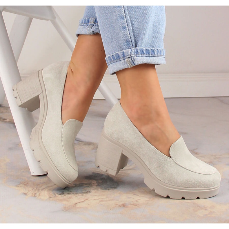 Naisten mokkanahkakorkokengät ja harmaat alustakengät Potocki SZ12040 beige 1