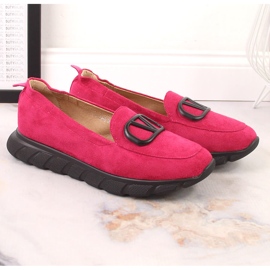 Naisten fuksia-mokkanahkaiset slip-on kengät Vinceza 10859 vaaleanpunainen 3