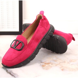 Naisten fuksia-mokkanahkaiset slip-on kengät Vinceza 10859 vaaleanpunainen 5