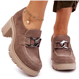 Lemar Elegantti Brogues kantapäässä, jossa on tumma hopea beige koristelu Harmell 1