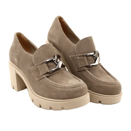 Lemar Elegantti Brogues kantapäässä, jossa on tumma hopea beige koristelu Harmell 6