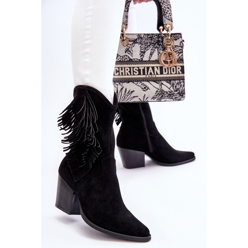 S.Barski Naisten matalat mokkanahkaiset cowboysaappaat, mustat Elyse 2