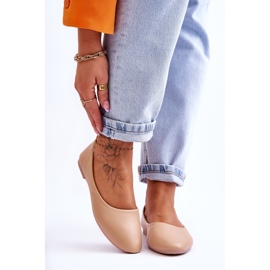 Stacee Leather Classic Ballerina Beige 1
