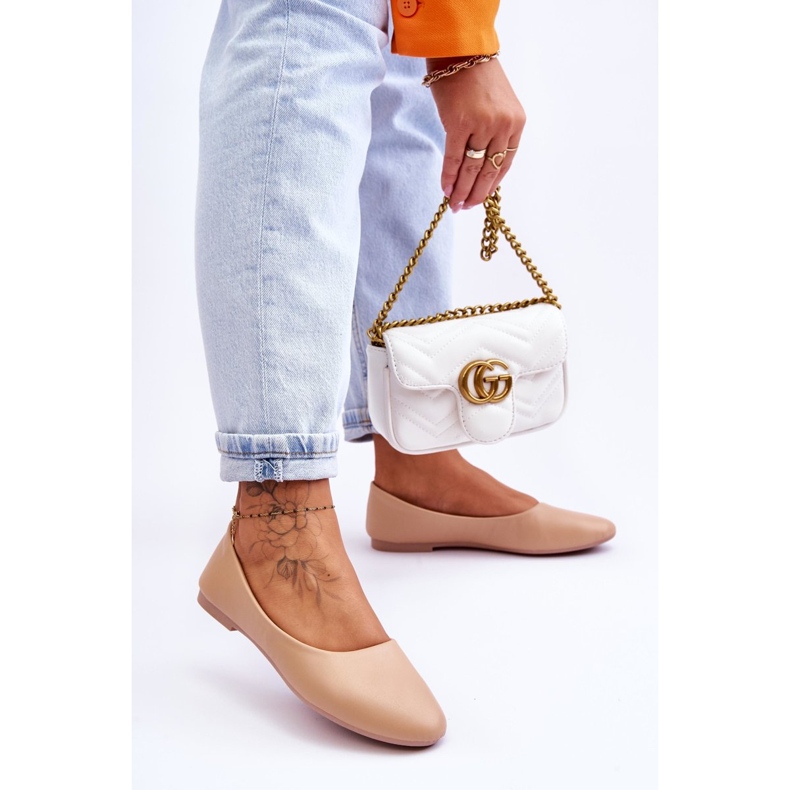 Stacee Leather Classic Ballerina Beige 2