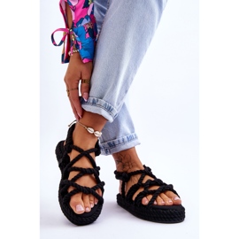 FG2 Naisten muodikkaat punottu sandaalit musta Tiffanie 2