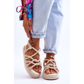 FG2 Naisten muodikkaat punottu sandaalit Vaalea beige Tiffanie ruskea 1