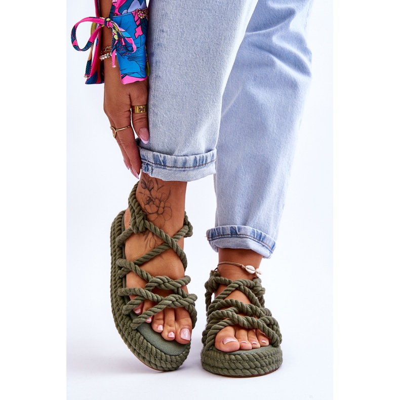 FG2 Naisten muodikkaat punottu sandaalit vihreä Tiffanie 1