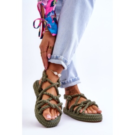 FG2 Naisten muodikkaat punottu sandaalit vihreä Tiffanie 2