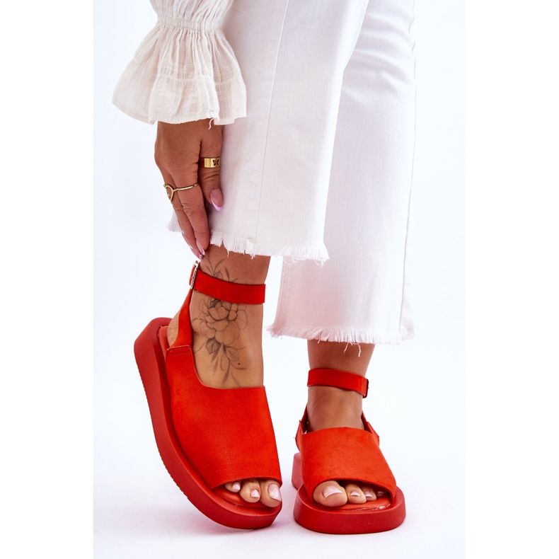 FG2 Mukavat naisten sandaalit, tummanoranssi rubie 1