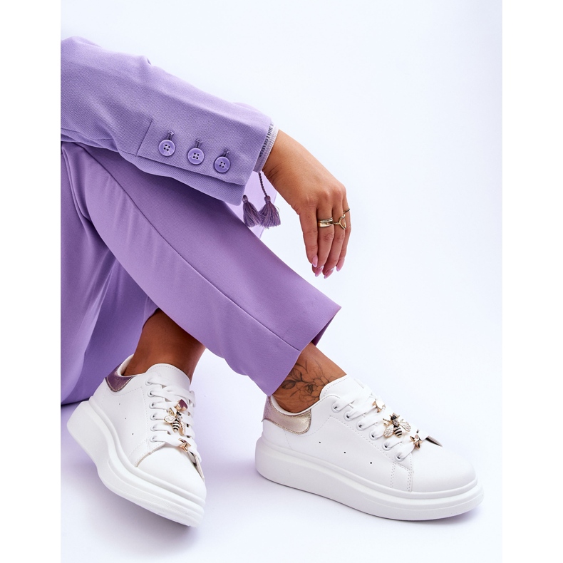 FG2 Naisten urheilukengät massiivisella alustalla, valkoinen ja kultainen Chante 1