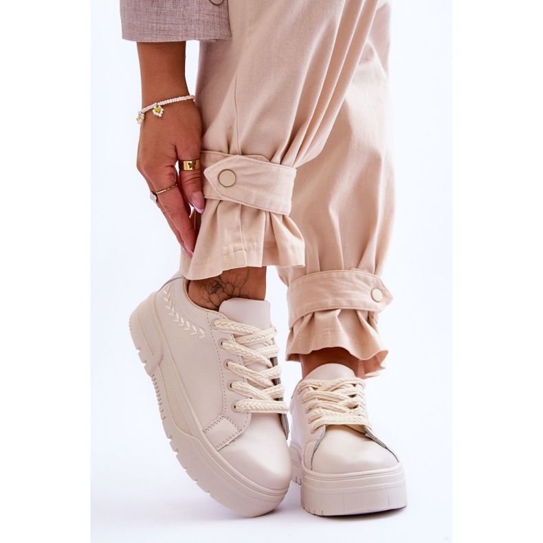 FG2 Mukavat naisten urheilukengät beige Devan 1