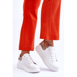 Naisten urheilukengät, joissa on koristekuvioinen valkokultainen ilo valkoinen 2