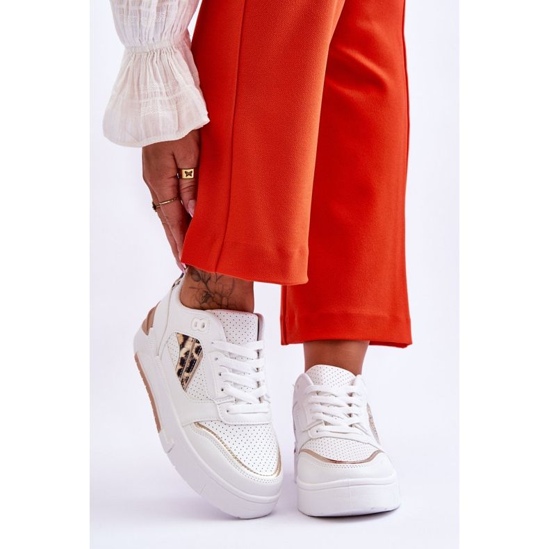 Naisten nahkaiset Leopard-urheilukengät, valkoinen Nancey 1