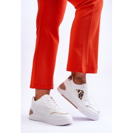 Naisten nahkaiset Leopard-urheilukengät, valkoinen Nancey 2