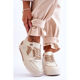 FI1 Naisten nahkaiset urheilukengät beige Nancey 1