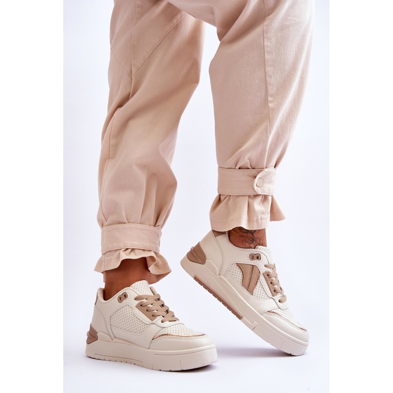 FI1 Naisten nahkaiset urheilukengät beige Nancey 2