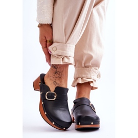 FI1 Naisten nahkatossut Puukengät Musta Fanett 1