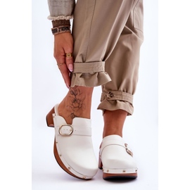 FI1 Naisten nahkatossut Puukengät Valkoinen Fanett 1