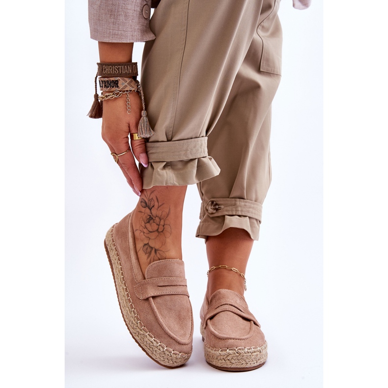 FI1 Naisten mokkanahka Espadrilles Beige Keyla 1