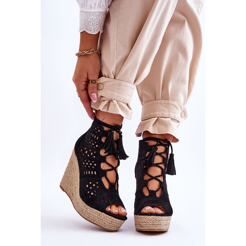 FB1 Suede harjakattoiset Wedge Boots Black Berthe musta 1