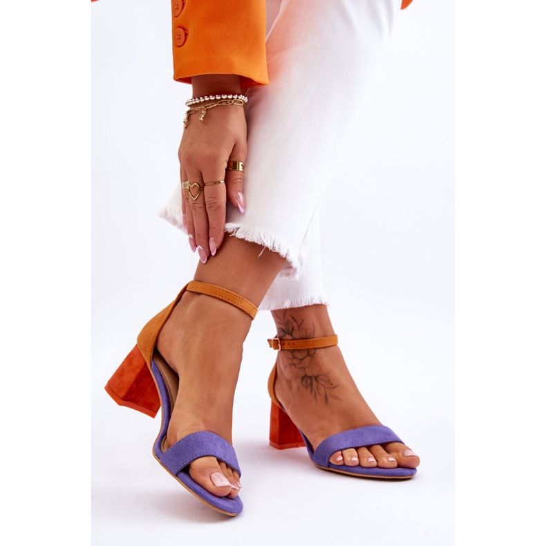 FB1 Purppura ja keltainen Quincy Suede matalakorkoiset sandaalit violetti 2