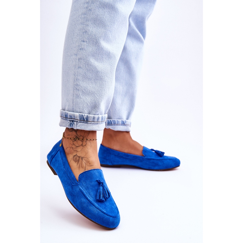 FB1 Suede Classic Fringed Loafers Blue Averil sininen 2