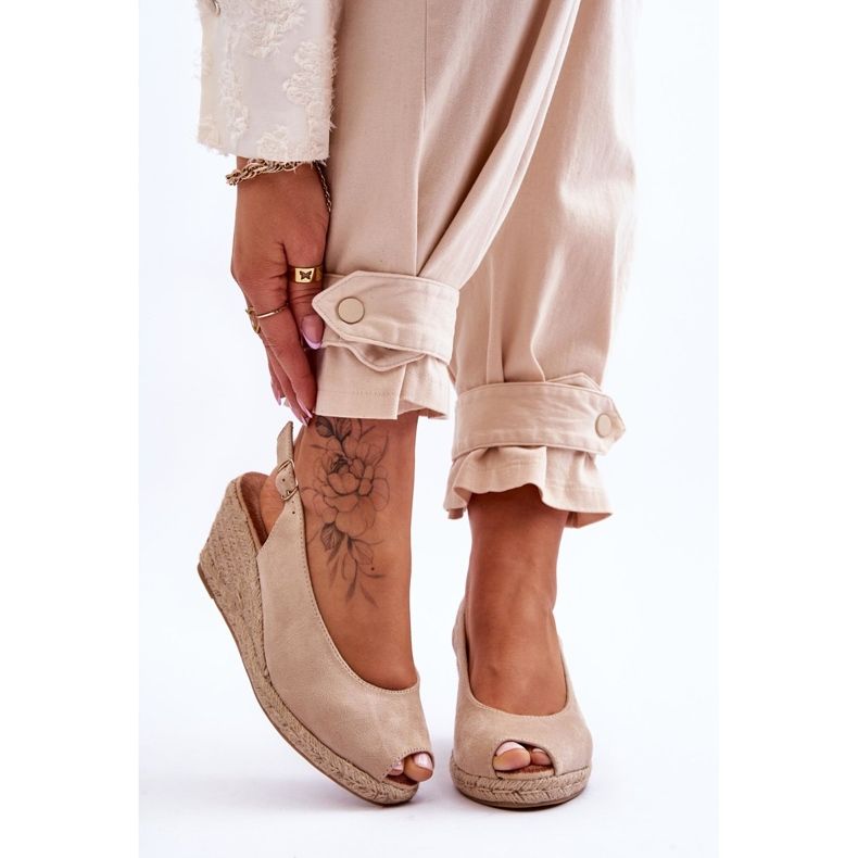 Elsie Beige mokkanahkainen Wedge sandaalit ruskea 1 Elsie Beige mokkanahkainen Wedge sandaalit ruskea 1
