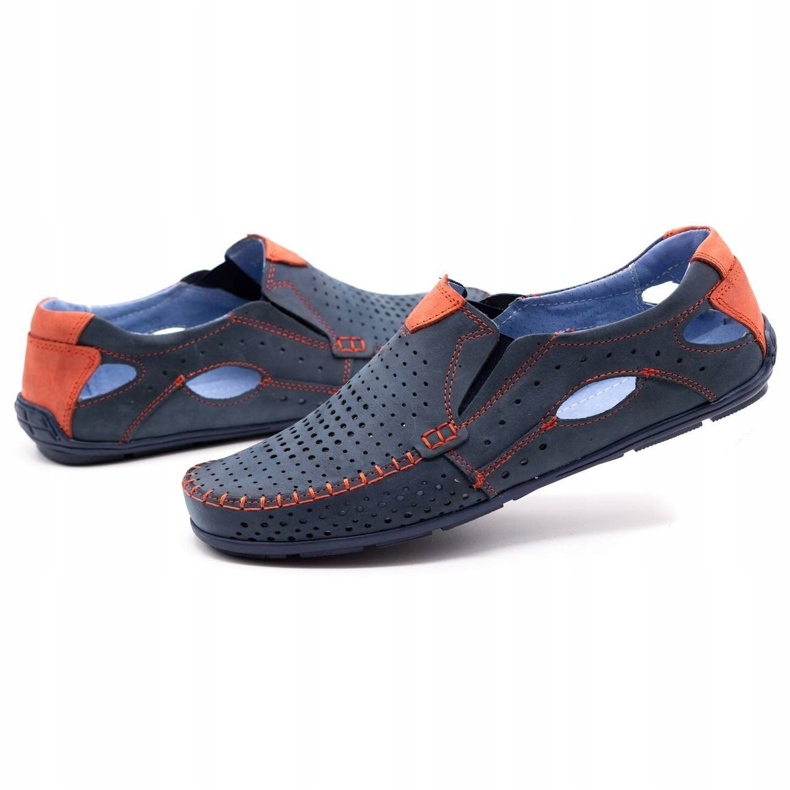 Olivier Miesten kesäkengät, mokasiinit 901, laivastonsininen ja punainen 3