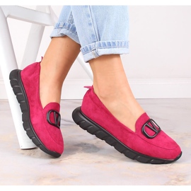 Naisten fuksia-mokkanahkaiset slip-on kengät Vinceza 10859 vaaleanpunainen 6