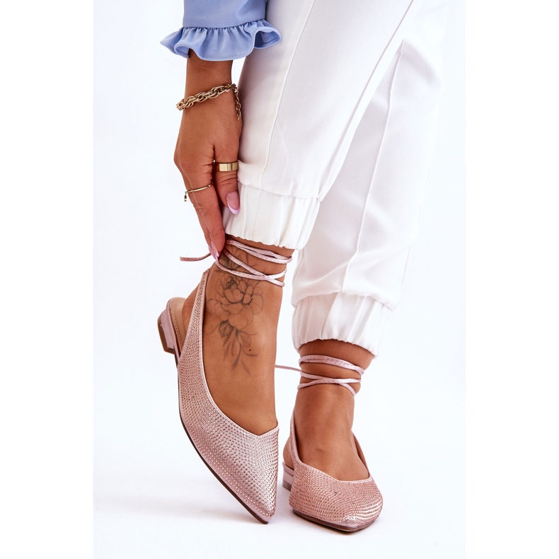 Beige sidottu balerinat strassikivillä Mavis ruskea 1