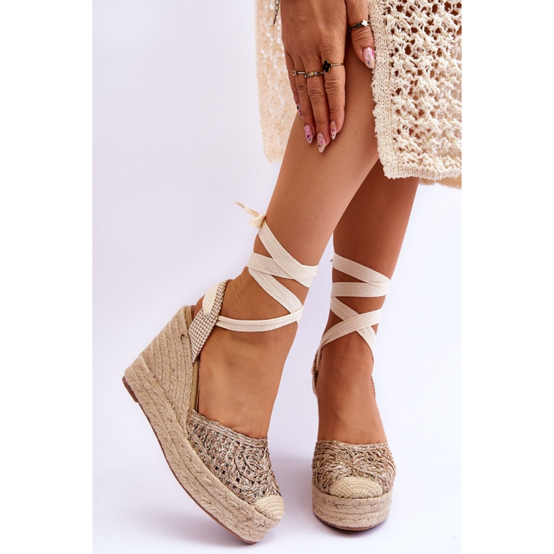 Nauhat Naisten Wedge sandaalit Beige Josephine ruskea 1