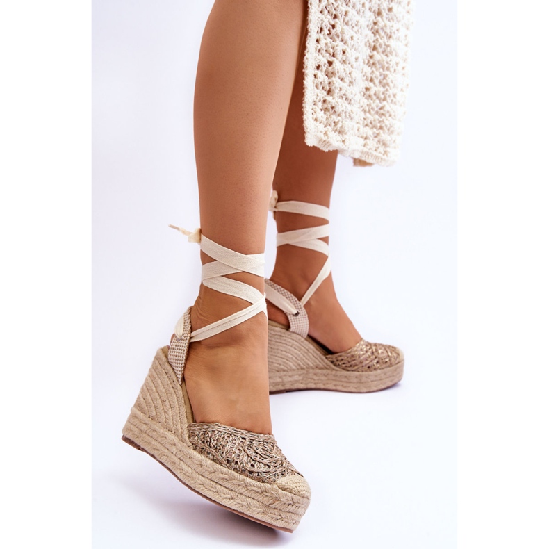 Nauhat Naisten Wedge sandaalit Beige Josephine ruskea 2