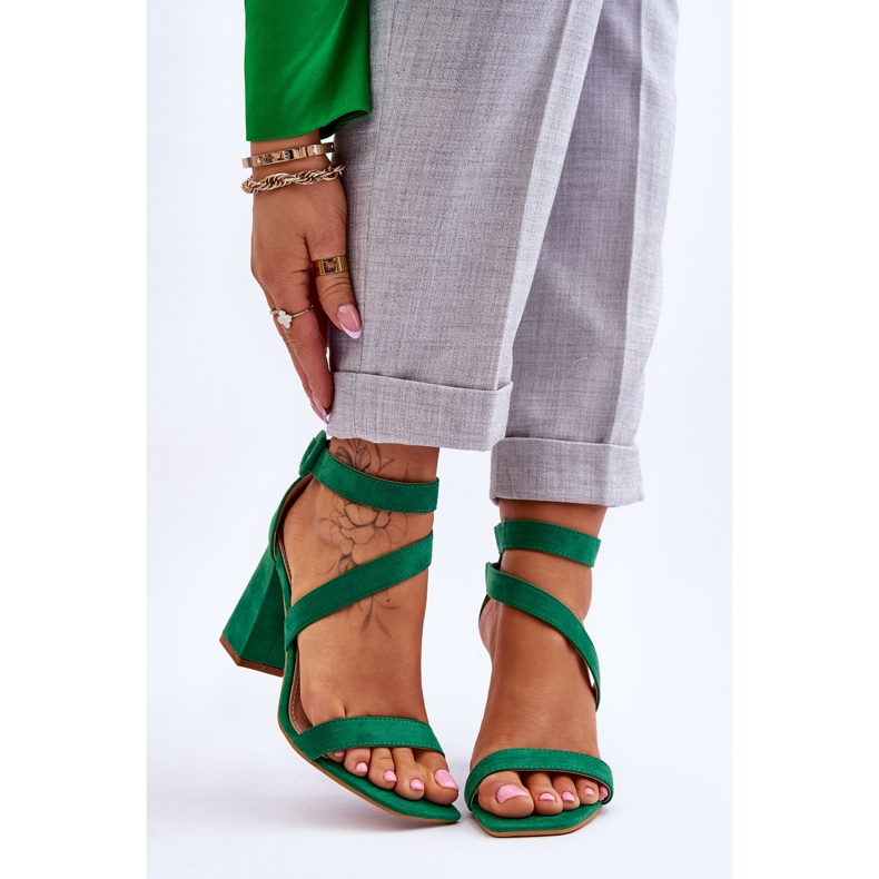FB2 Naisten mokkanahkaiset korkeakorkoiset sandaalit Green Lanes vihreä 1