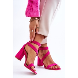 Naisten mokkanahkaiset korkeakorkoiset sandaalit Fuchsia Lanes vaaleanpunainen 2