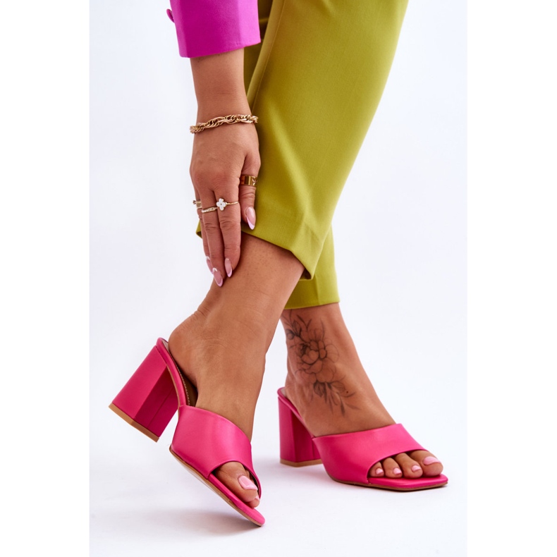 FJ1 Naisten nahkaiset klassiset tossut Fuchsia Loara vaaleanpunainen 2