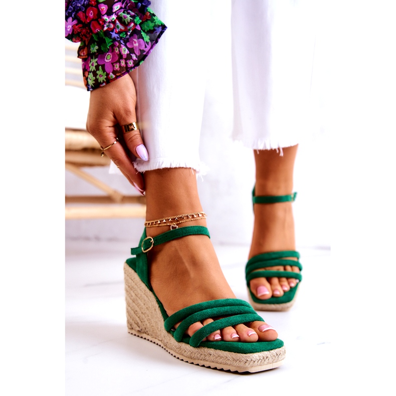 FJ1 Suede Green Louisiana Wedge sandaalit vihreä 2