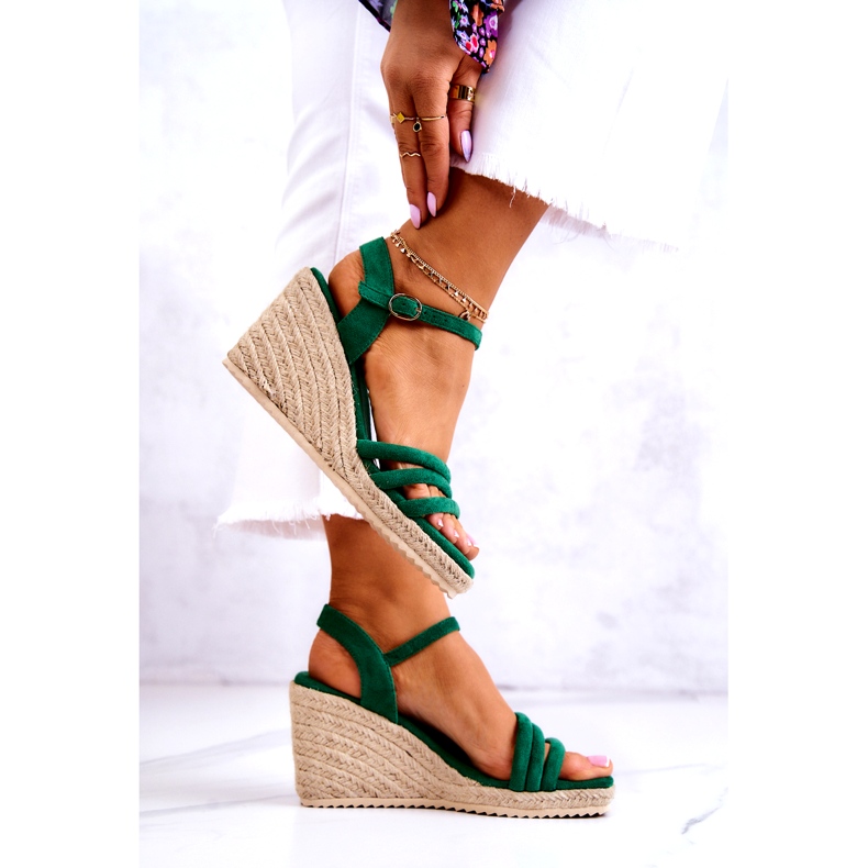 FJ1 Suede Green Louisiana Wedge sandaalit vihreä 3