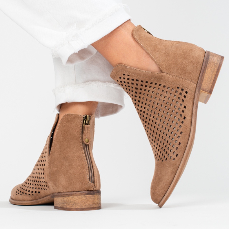 W. Potocki Naisten ruskeat harjakattoiset kevätsaappaat Potocki 2