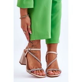 Nahkasandaalit strassikivillä Beige Heels Carlotta ruskea 1