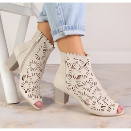 M. DASZYŃSKI Naisten kevät harjakattoiset peep toe saappaat beige M.Daszyński MR1954-10 1