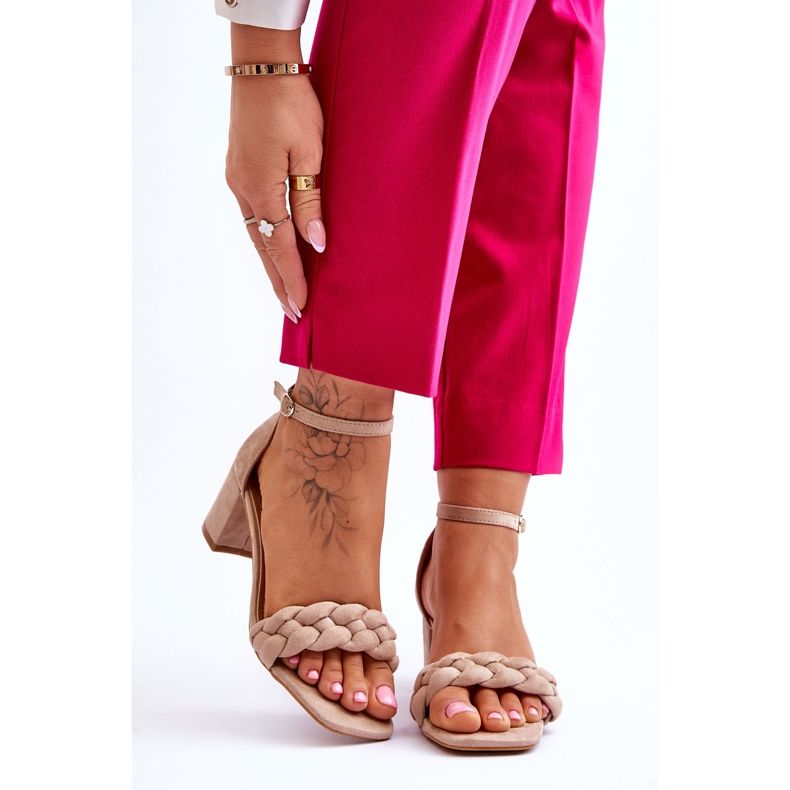 FB2 Mokkakorkoiset sandaalit koristeellisilla beigeillä Azela-punoksilla ruskea 1