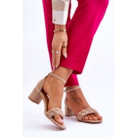 FB2 Mokkakorkoiset sandaalit koristeellisilla beigeillä Azela-punoksilla ruskea 2