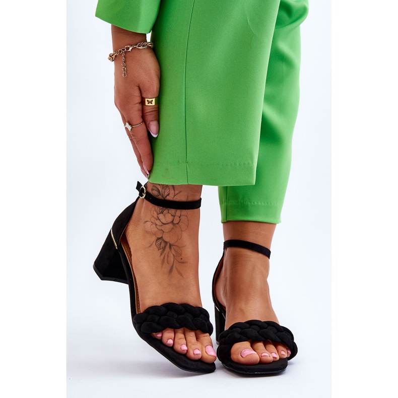 FB2 Mokkakorkoiset sandaalit koristeellisilla mustilla Azela-punoksilla musta 1