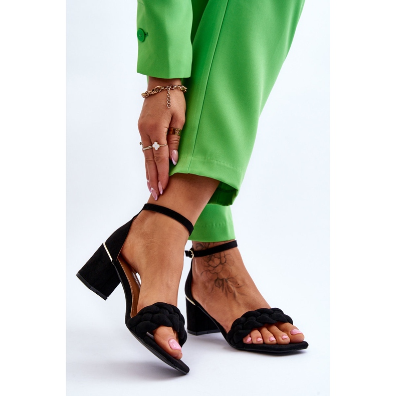 FB2 Mokkakorkoiset sandaalit koristeellisilla mustilla Azela-punoksilla musta 2