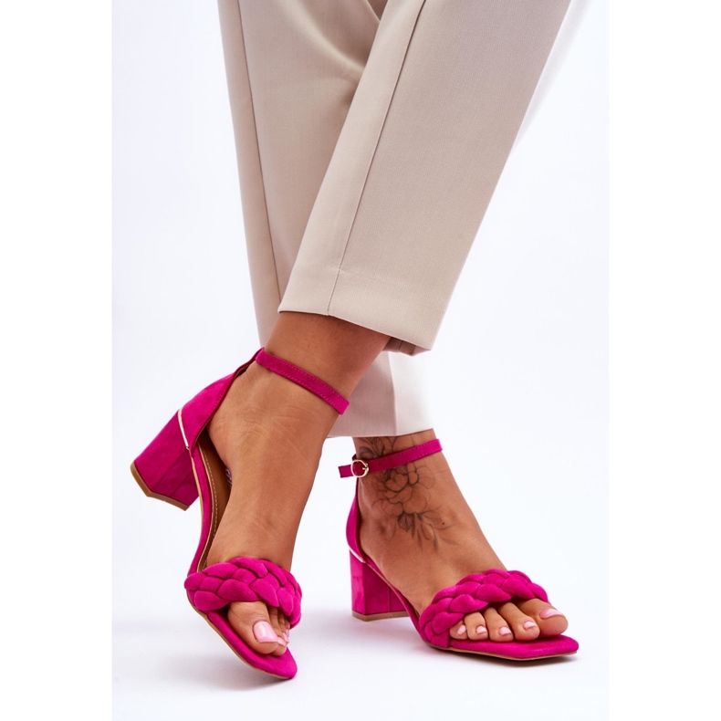 FB2 Mokkakorkoiset sandaalit koristeellisilla fuksia-azela-punoksilla vaaleanpunainen 2
