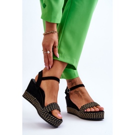 Klassiset naisten kiila sandaalit, musta Malmo 2