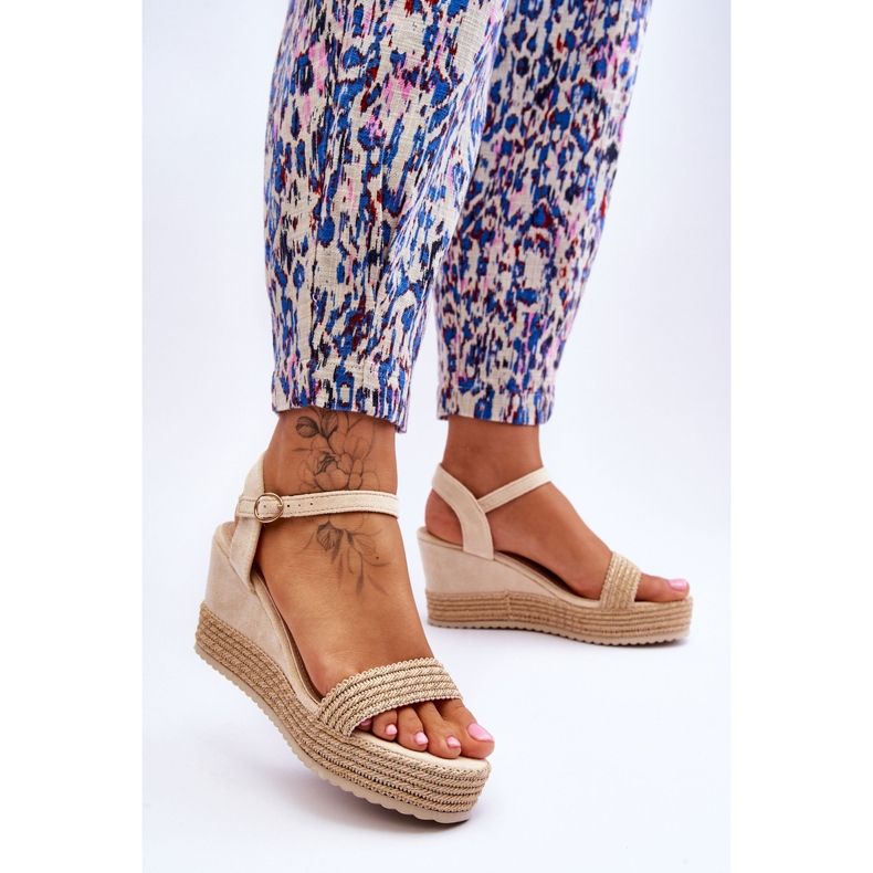 Klassiset naisten kiila sandaalit beige Malmo ruskea 2